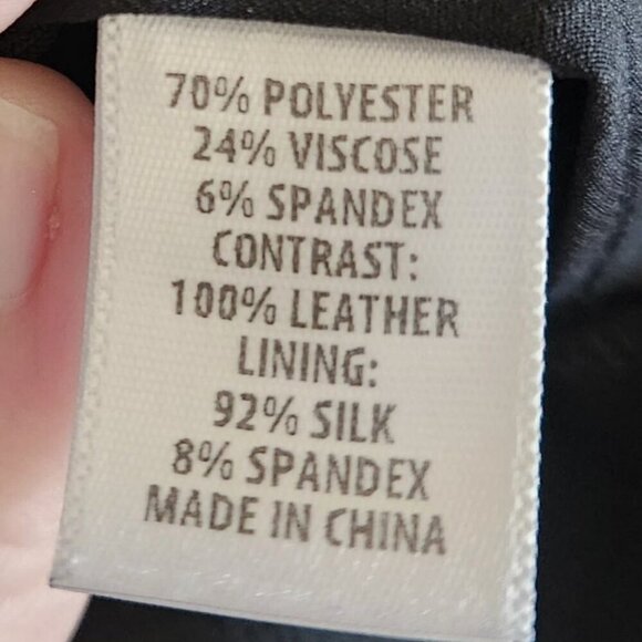 St. John Leather Trim Collared Black Blazer Single Breasted Blazer Sz. 6 - Picture 11 of 15